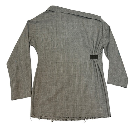 RtA Revolve Glen Check Plaid One Shoulder Asymmetrical Neck Top Jacket Sz 6 #931 - Picture 7 of 7